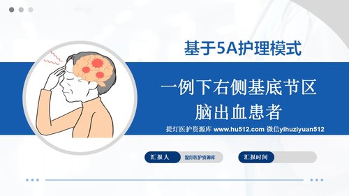 a0265 基于5A护理模式一例下右侧基底节区脑出血患者01PPT课件27页可编辑无水印直接可用