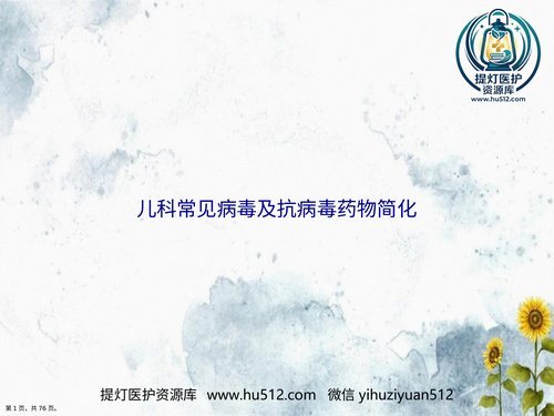 a00522 儿科常见病毒及抗病毒药物简化讲课 20页PPT文档可编辑无水印直接可用