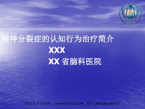 a01386 精神分裂症的认知 52页PPT课件可编辑无水印直接可用