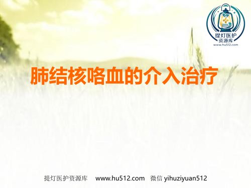 a01578 肺结核咯血的介入治疗 PPT 30页PPT课件可编辑无水印直接可用