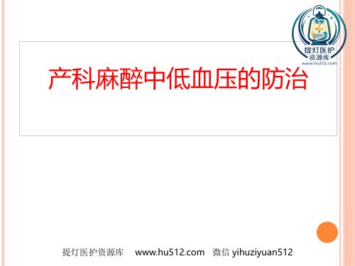 a01765 产科麻醉中低血压的防治 21页PPT课件可编辑无水印直接可用