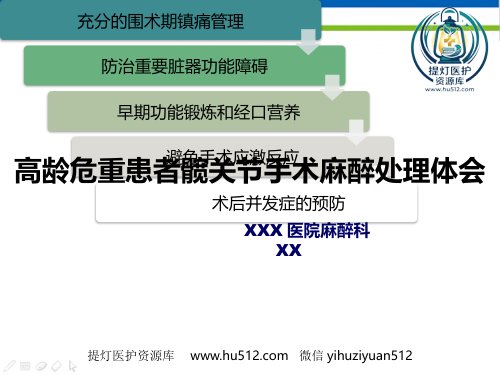 a01830 高龄危重患者髋关节手术麻醉处理体会 42页PPT课件可编辑无水印直接可用